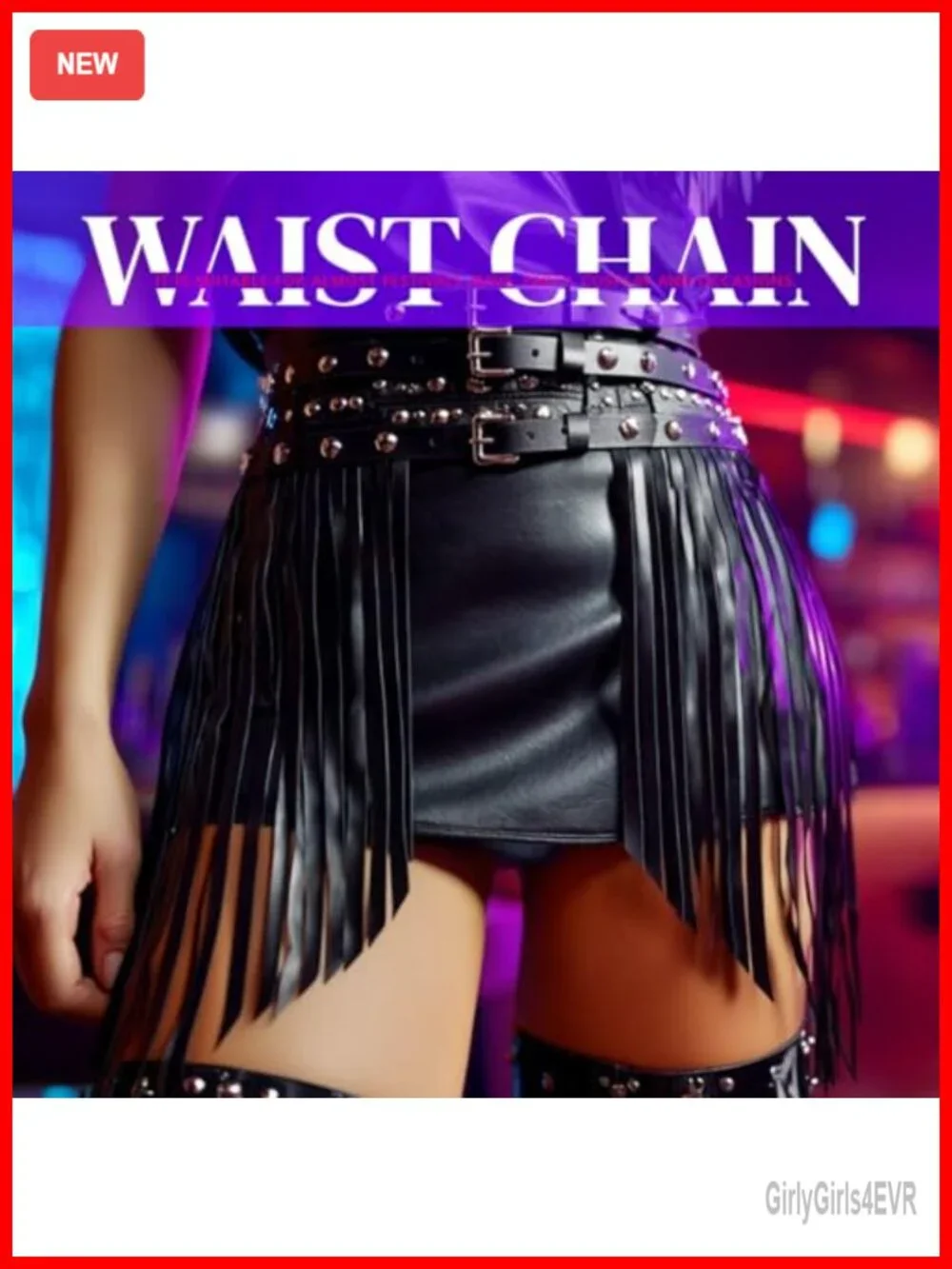Fringe Belt PU Leather Alloy Western Cowgirl Rave Accessory